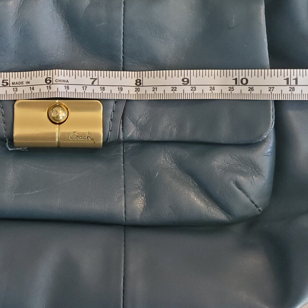 Coach Authentic Leather Satchel Teal Blue Gold Hardware 2009 w/ Certificat - Picture 15 of 16